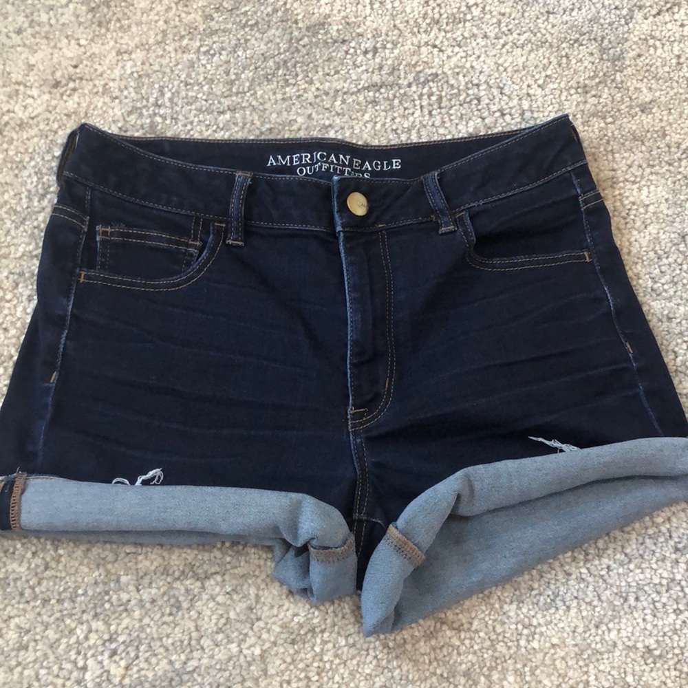 High-waisted denim shorts